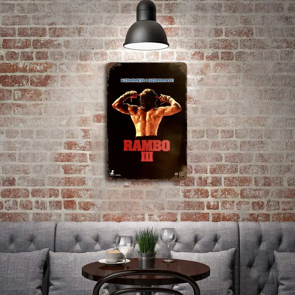 Rambo III (1988) metal Decor Poster Vintage Tin Sign Metal Sign Decorative Plaque for Pub Bar Man Cave Club Wall Decoration