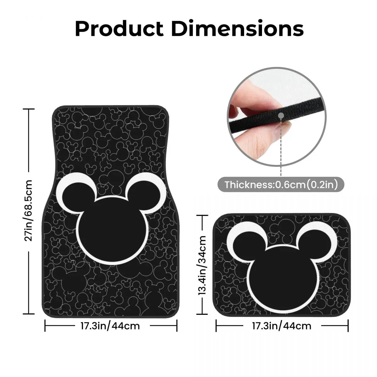 Mickey Mouse Universal Fit Car Floor Mats Cute Car Carpet Mat Set of 4pcs with Anti-Slip Backing Fit for SUV Trucks