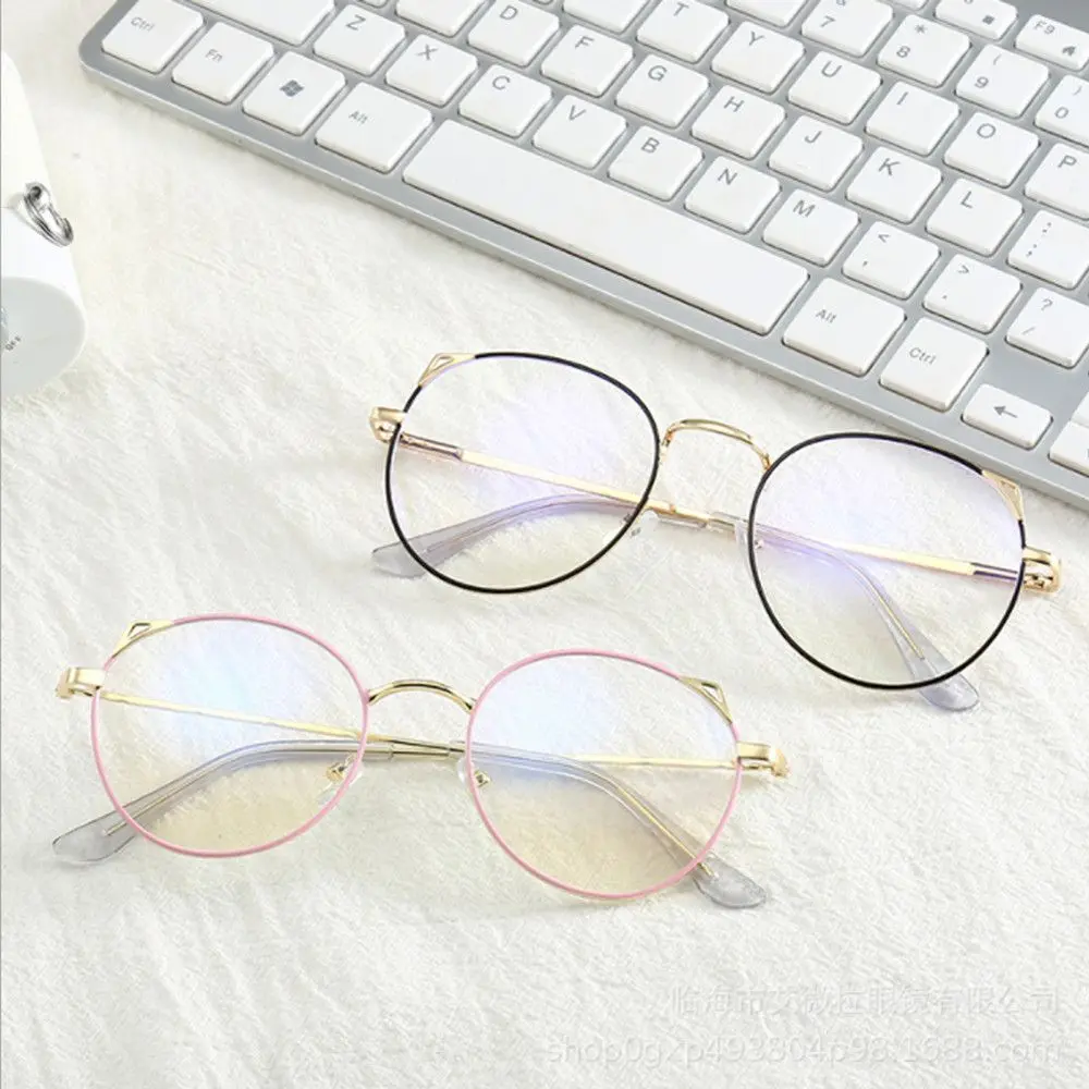 

Vintage Portable Eye Protection Cat Ears Eyeglasses Computer Goggles Ultra Light Frame Anti-Blue Light Glasses