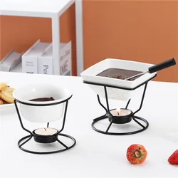 140ML Cheese Chocolate Melting Ceramic Mug European Candle Cup Heating Food Ceramic Mug with Fork Creative Coffee Mug Tableware