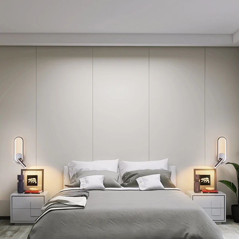 Wall Lamp with Spotlights 2023 New Minimalist Bedroom Bedside Reading Light Rotating Creative Background Indoor Wall Light