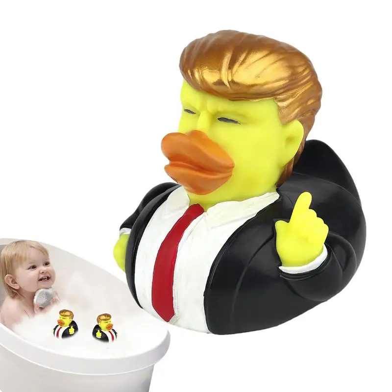 

Bath Ducks US President Funny Squeak Tiny Pool Shower Toys Wearing Suit Kids Bath Toy Desk Ornaments Party Favor For Adults