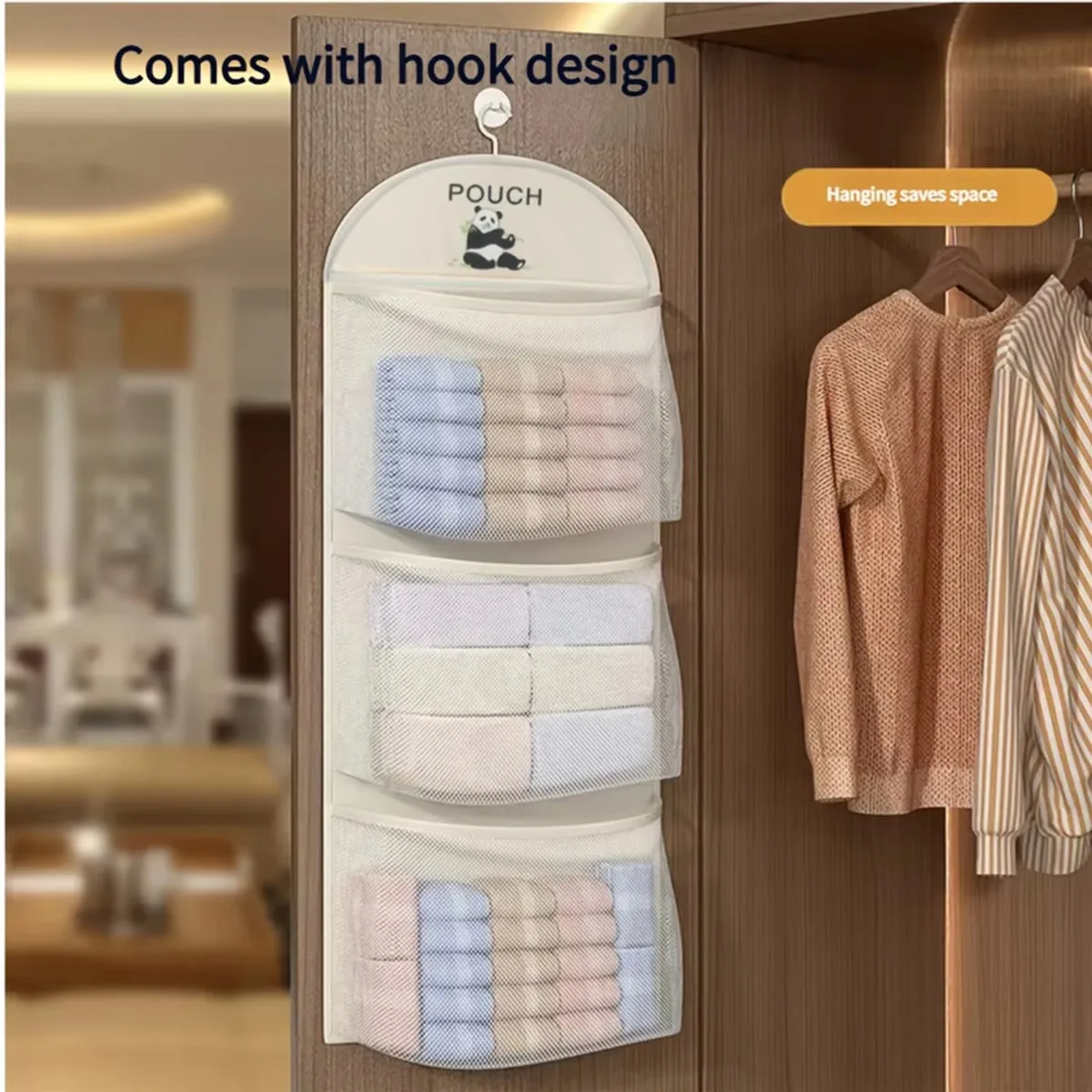 Multilayer Hanging Mesh Storage Bag Image 3