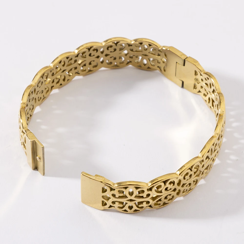 LUIZADA Vintage vergoldetes Armband für Frauen, Edelstahl, Luxus-Armreif für afrikanische Hochzeit, neue exquisite Braut, Verlobung – Detail 5