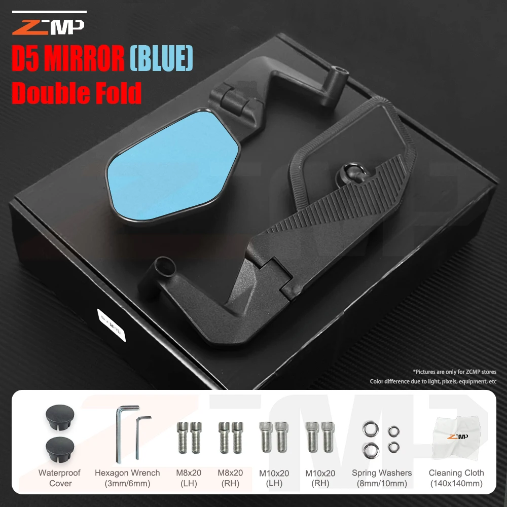 

Universal 8-10mm Double Fold Rearview Mirror Aluminum Alloy Motorcycle Accessories for BMW C650GT K1200LT Honda NC750X Hornet-D5