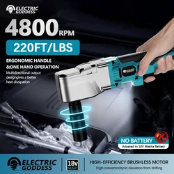 Electric Goddess 1000N.M 4800RPM Electirc Wrench Cordless Impact Wrench Brushless Motor Hand-Held wrench For 18V Makita Battery