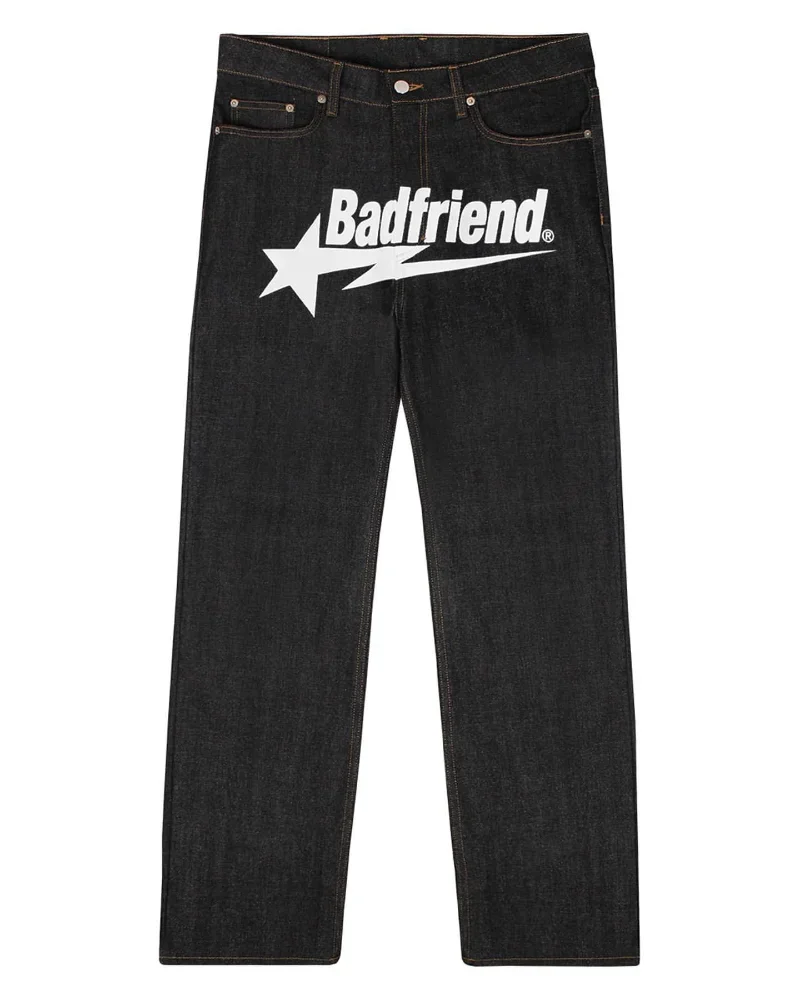 Badfriend Letter Printed Loose Jeans 2024 New Harajuku Fashion Punk Rock Wide-leg Pants Men And Women All-match Y2k Street Jeans