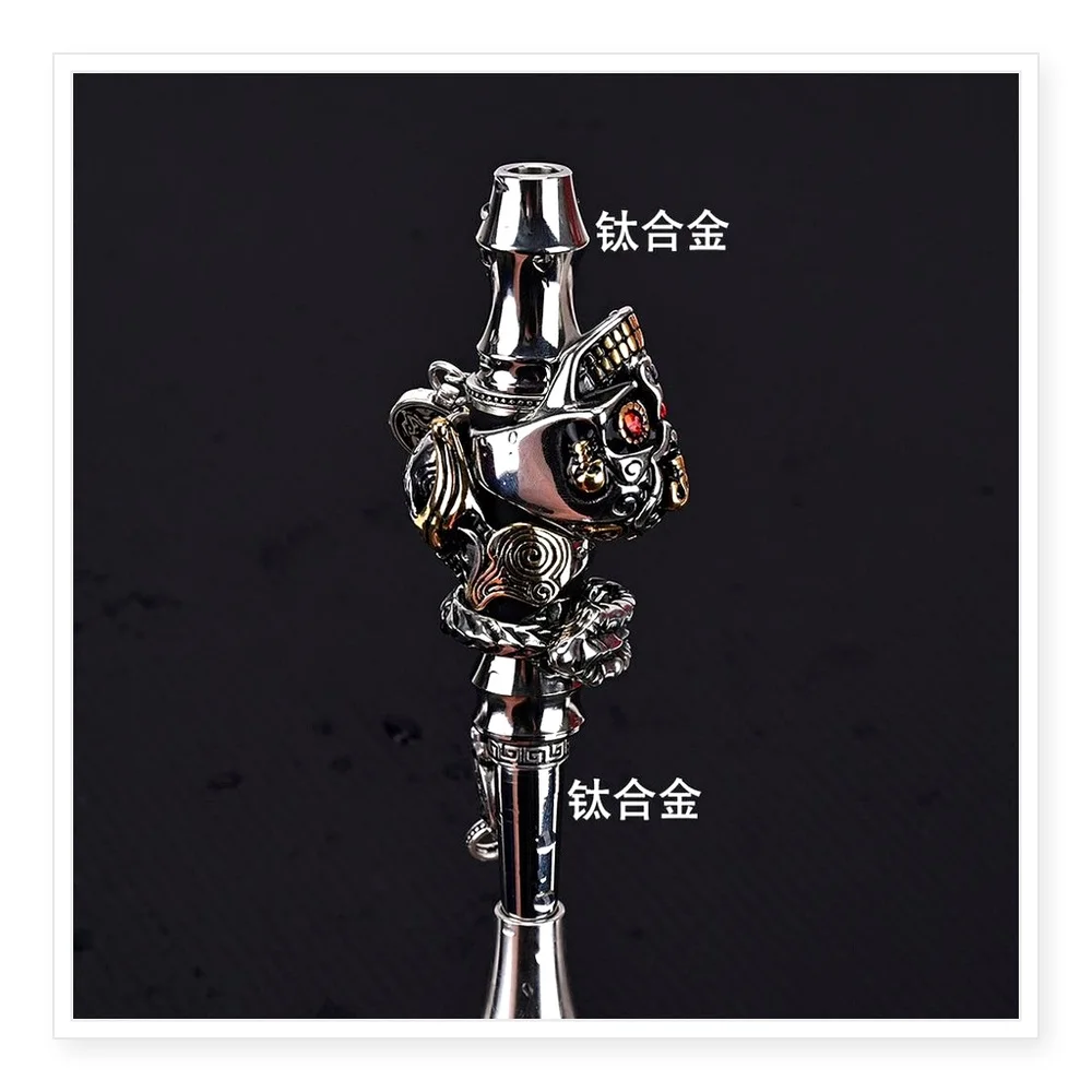 Wolfcoolvape Titanium Double Water Pipe Holder - 3-Sided Carved Hookah Accessories for a Unique Smoking Experience
