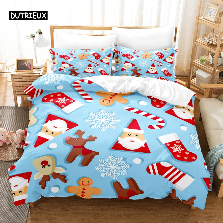 

Christmas Duvet Cover Set, Merry Christmas Happy, New Year Bedding Set, for Kids Teens Gifts Bedroom Decoration Cover Gift