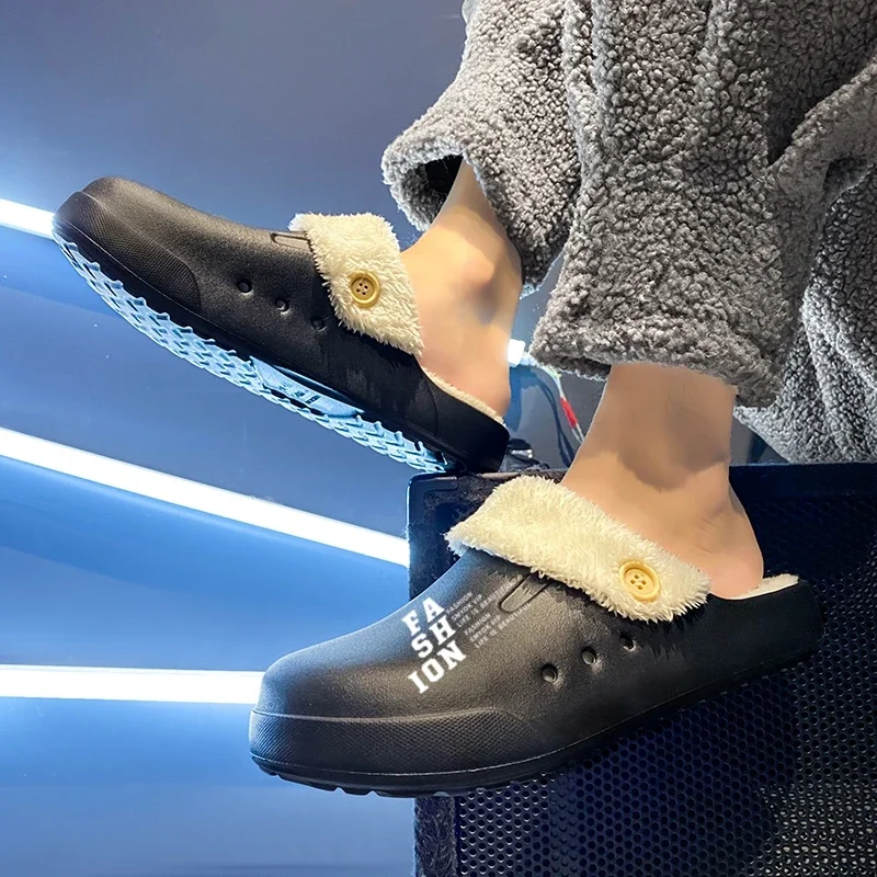 

Men's Casual Cotton Slippers Winter New Comfortable Light Versatile Plush Warm Anti Slip Indoor Casual Cotton Shoes Zapatillas