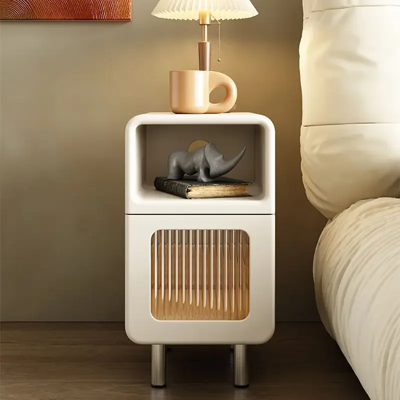 Bedside table Simple modern small light luxury high-end bedside cabinet Cream style bedroom household bedside cabinet
