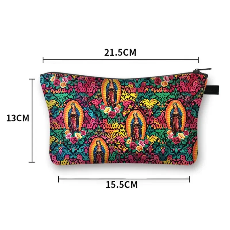 Our Lady Of Guadalupe Virgin Mary Print Cosmetic Case Women Catholic Churches Makeup Bags Organizer Zipper Toiletry Bag Gift