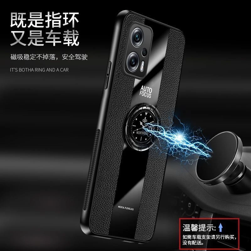 Magnetic Holder Case For Poco F5 Case Luxury PU Leather Phone Cover For Xiaomi Poco F5 Pro 5G Funda Ring Capa Shockproof Bumper