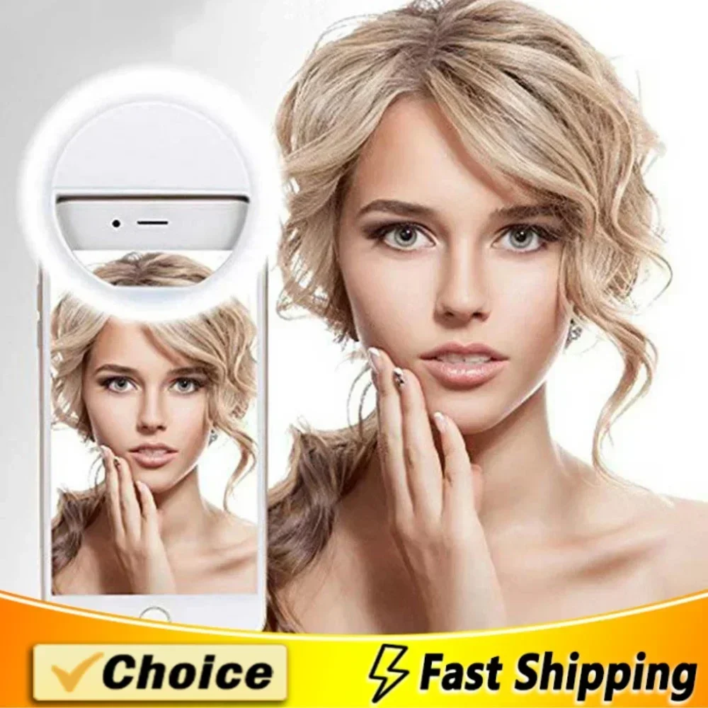 LED Selfie Ring Light Mobile Phone Clip-On Lamp Portable USB Charge LED Selfie Light Ins Flash Light Photo Camera For Smartphone