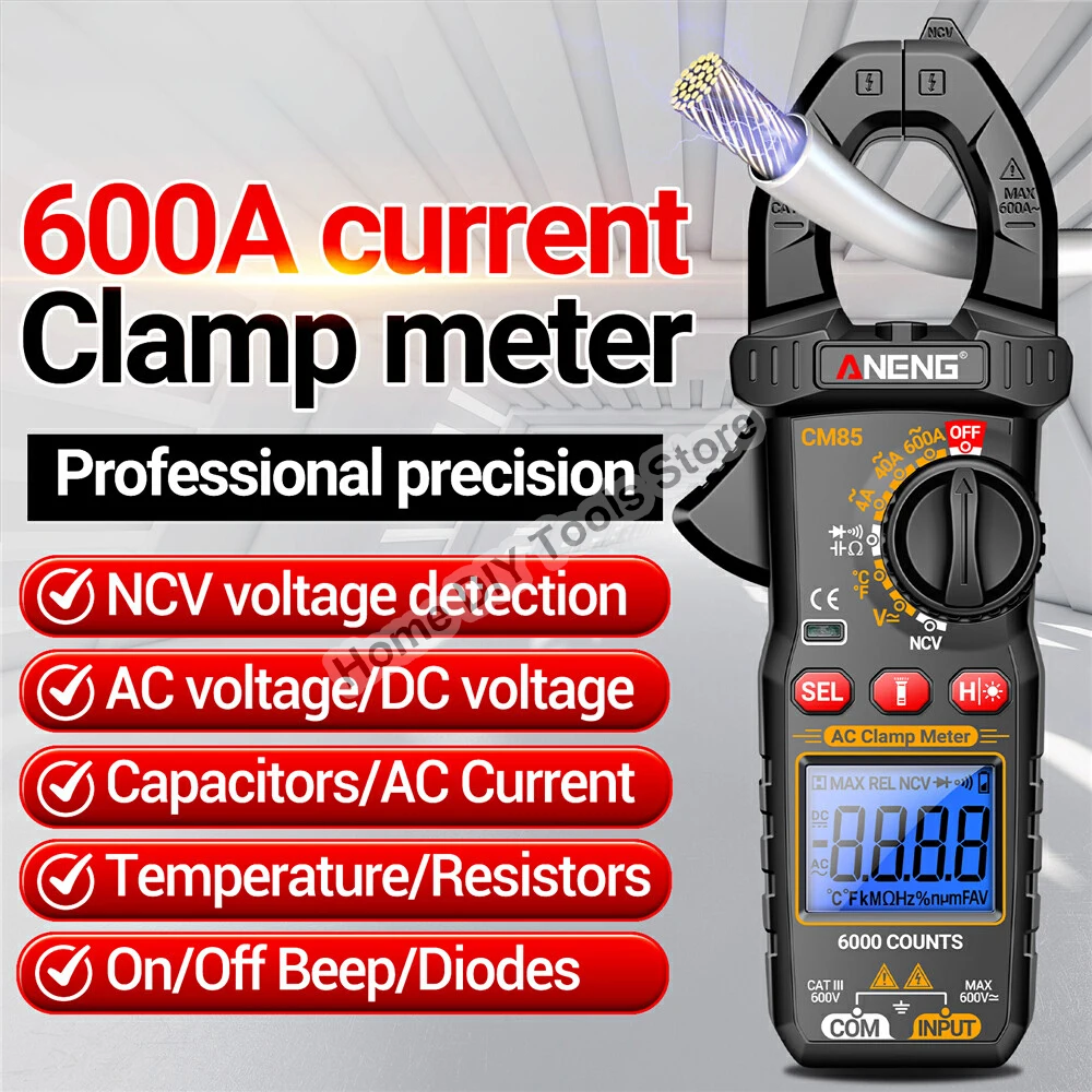 

CM85/CM86 600A клещи тока бесконтактный измеритель мощности 6000 отсчетов высокоточный NCV электрический мультиметр тестовый инструмент