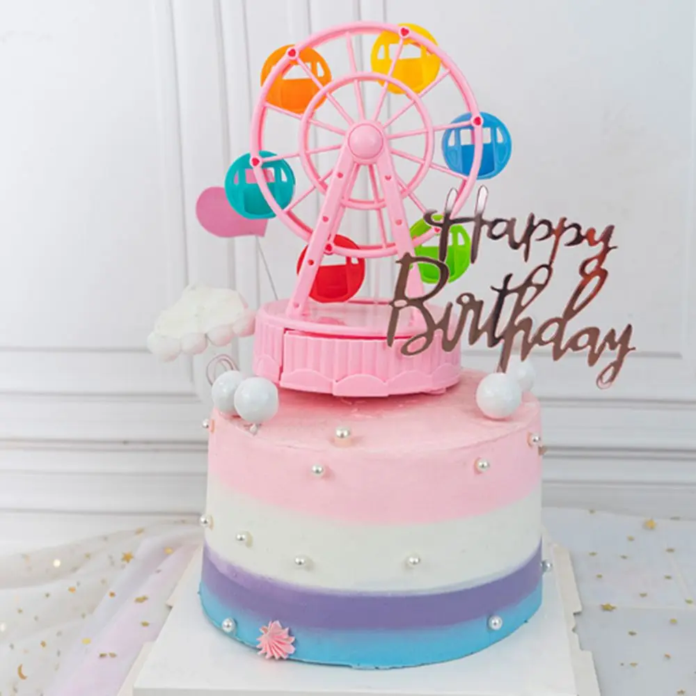 

Durable Easy to Use Ferris Wheel Music Box Exquisite Cartoon Rotating Music Box Plastic Cake Model Ornaments Desktop Ornaments