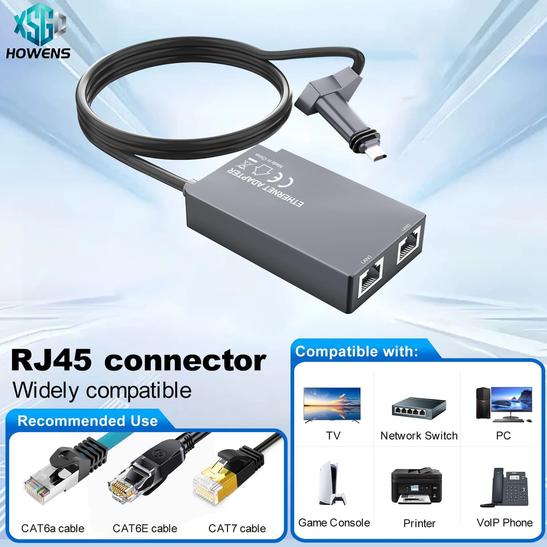 

HOWENS Dual Port For Starlink 2 Generation Ethernet Adapter for GEN2 V2 Network Fiber Optic Jumper Converter Adapter Cable RJ45