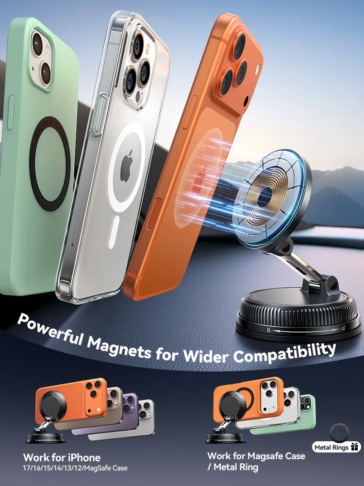 Joyroom 15W Magnetic Car Mount and Wireless Charger with Vacuum Suction 6