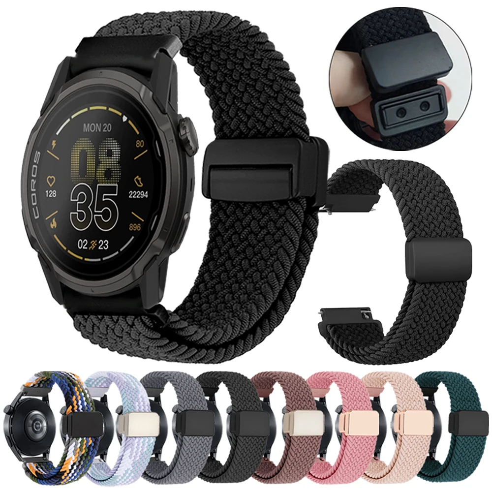 20 mm 22 mm Nylon-Magnetschnallenarmband für COROS APEX 4/2 Pro 42/46 mm Sportband für COROS PACE Pro 3 2 atmungsaktives gewebtes Armband