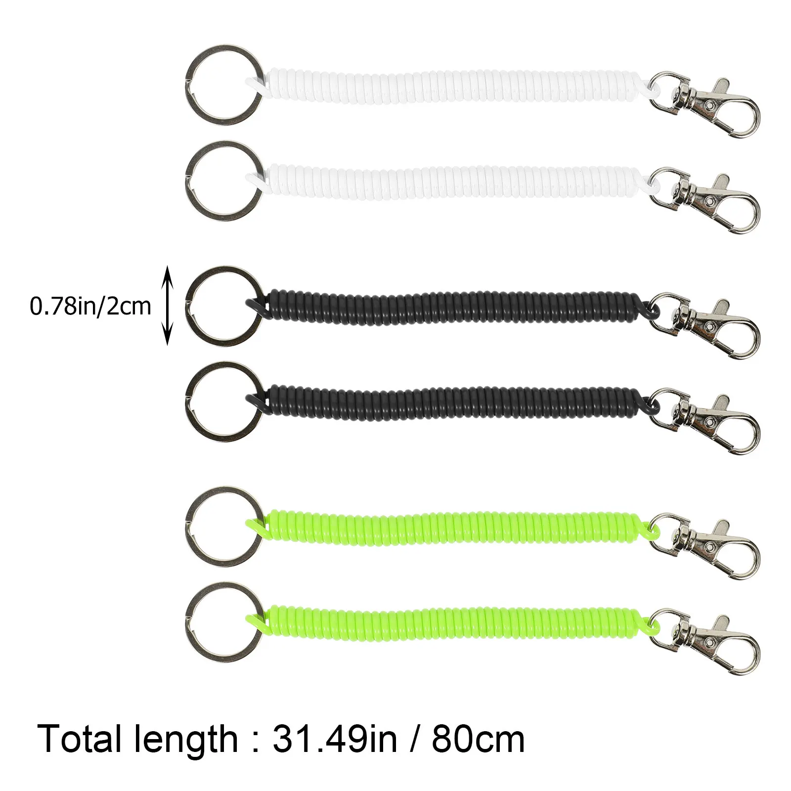 6Pcs Anti-Lost Rope Wrist Keychains Multi-Purpose Elastic Spring Coil Key Rings Outdoor Retractable Key Chain for Women Men