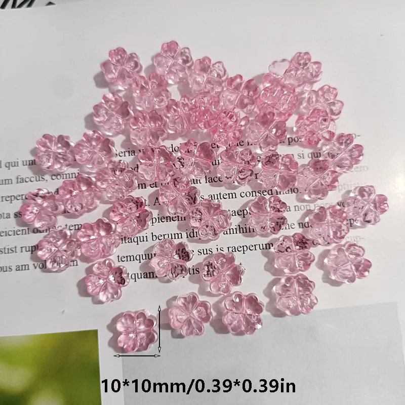 50/100Pcs， 10mm Clover, Transparent, Gradient Ramp，Flowers, Flat, Jewelry Accessories, DIY, Pendant, Jewelry Making Supplies image 2