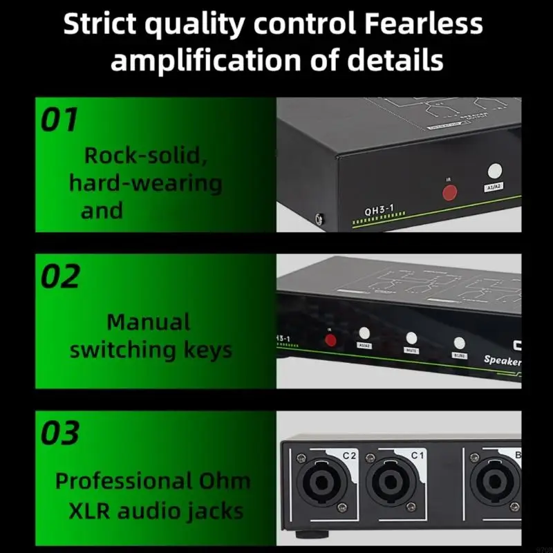 

97QB Professional Sound Switcher Speaker Switcher for Amplifiers and Speakers with Double Output Channel Stage Studio Use