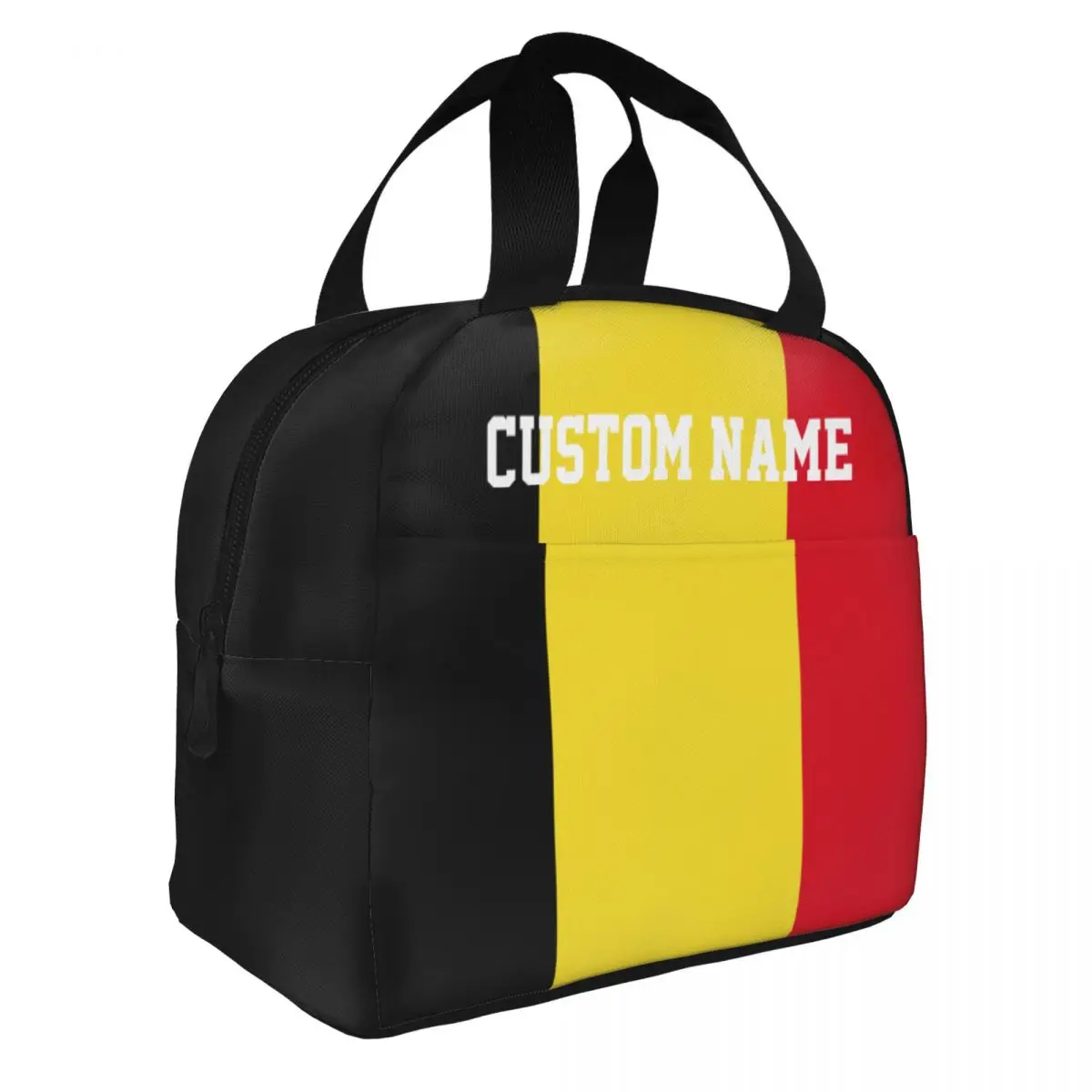 Custom Name Belgium Lunch Bag Cooler Tote Bag Insulated Thermal Lunch Box Reusable for Men Boys Teen Girls Picnic Travel Work