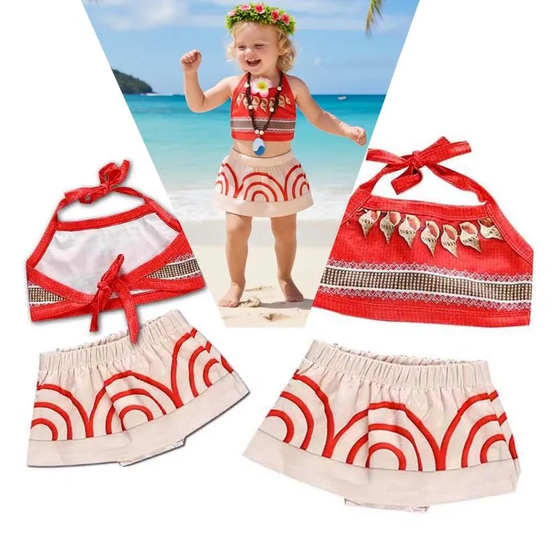 Little Girls Dress up Moana Baby Kids Two Pieces Set Top +Pants Infant Vaiana Role Play Festival Princess Costume Casual Clothes