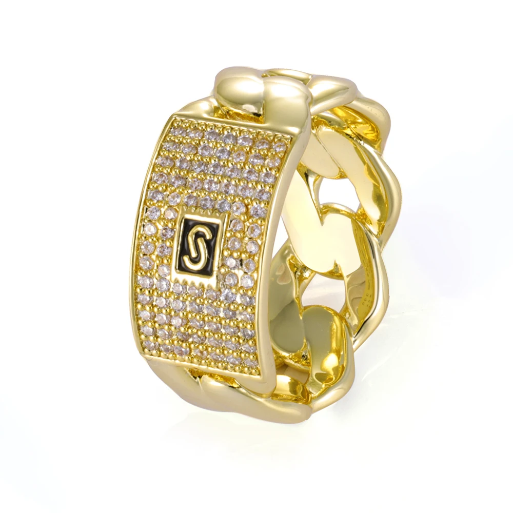 

ESKEEM Iced Out Big Monaco Ring CLASSIC Plain Hip Hop Style Bling Cubic Zirconia Jewelry Men