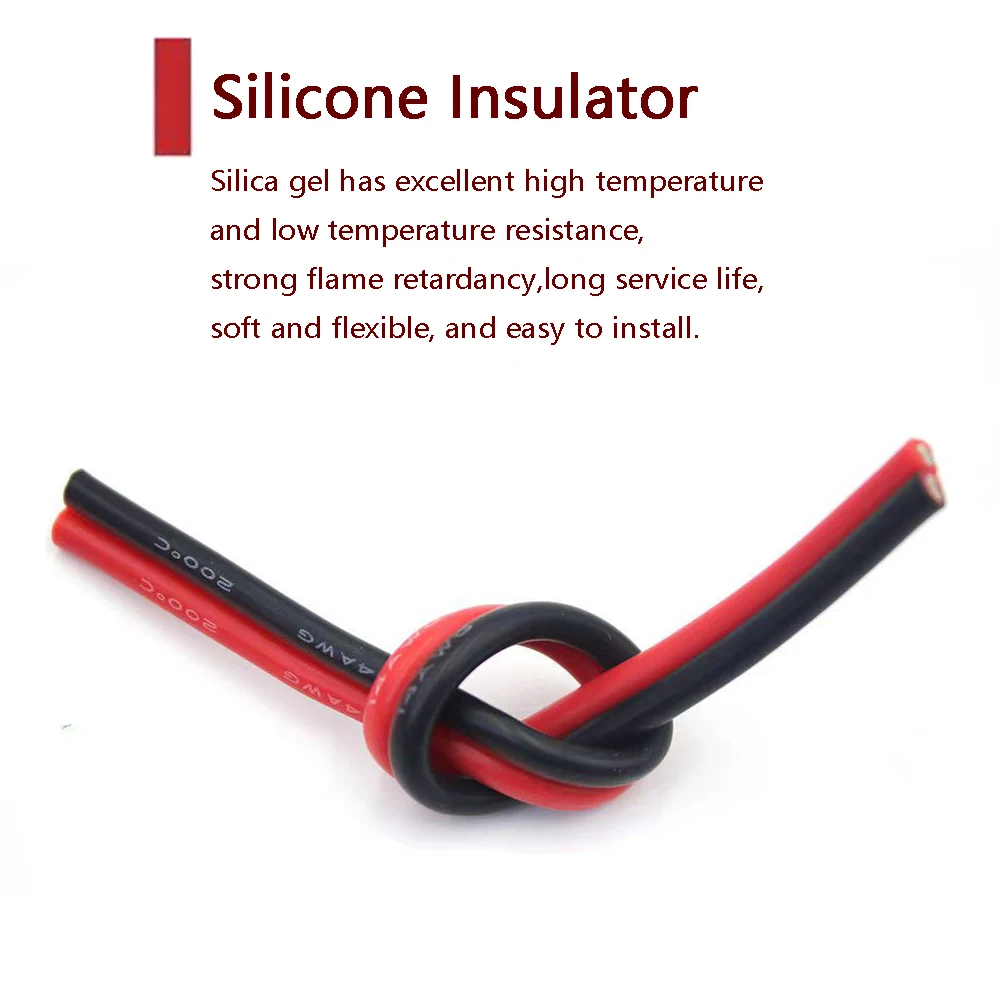 2 دبابيس أسود أحمر سلك 8 10 12 14 16 18 18 22 24 26 28AWG سوبر لينة مقاومة للحرارة سيليكون المطاط كابل DIY بها بنفسك LED مصباح توصيل