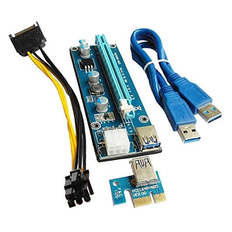 PCIE 1X To 16X Graphics Card Extension Cable Adapter Card With USB3.0 Extension Cable And SATA Power Cord (VER008C)