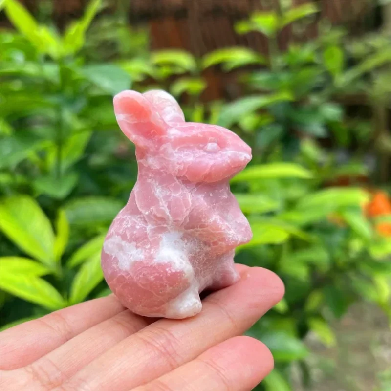 

2 ” Natural Hand Pink Opal Rabbit,Quartz Crystal animal,mineral specimen,Home Decoration,Reiki healing,Crystal Gifts 1PC