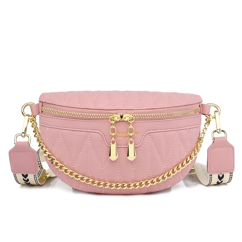 Elegante diamante treliça sacos de cintura do plutônio para as mulheres de luxo corrente zíper fanny pacote de cintura feminina cinta larga saco de peito crossbody