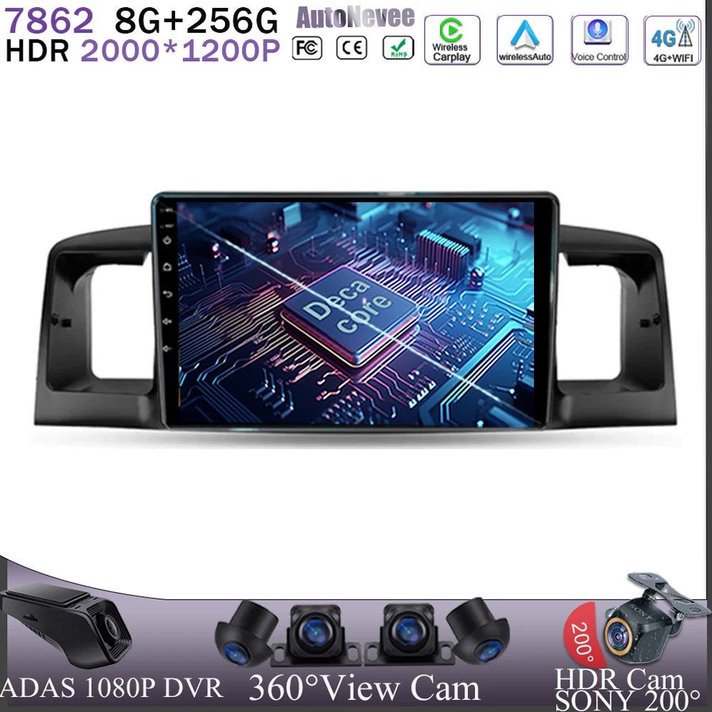 For Toyota Corolla E130 E120 2000 - 2004 For BYD F3 1 2005 - 2013 Car DVD Android 13 Auto Radio GPS Navigation 5G WIFI Head Unit