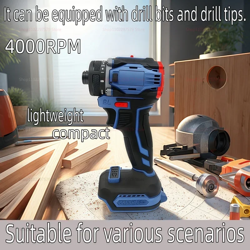 

4000rpm Brushless Electric Screwdriver Cordless Drill 21+1 Gear Two Speed for Makita 18v Battery Home DIY Construction Workshop