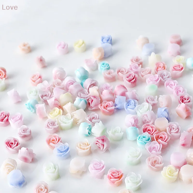 [L & P] 100 قطعة ثلاثية الأبعاد برعم صغير مسمار الفن السحر حجر الراين مختلط الألوان الراتنج ثلاثي الأبعاد زهرة مسمار الديكور DIY بها بنفسك اكسسوارات