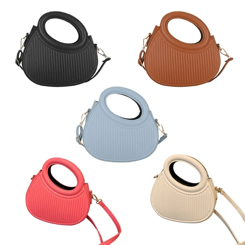 

Half Moon Bag for Women Solid Color PU Crossbody Bag Large Capacity Shoulder Bag