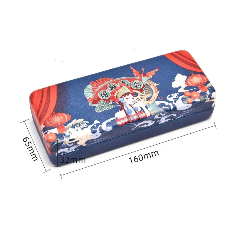 Chinese Style Crane Printed PU Eyeglasses Case Sunglasses Pouch Protection Reading Eye Glasses Box Holder Eyewear Accessories