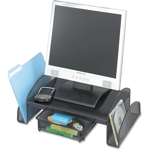 Wood Desk Riser, Optimize Supplies and Monitor Heights, Organize Desk and Tables, 8.25 Inch Riser, Black