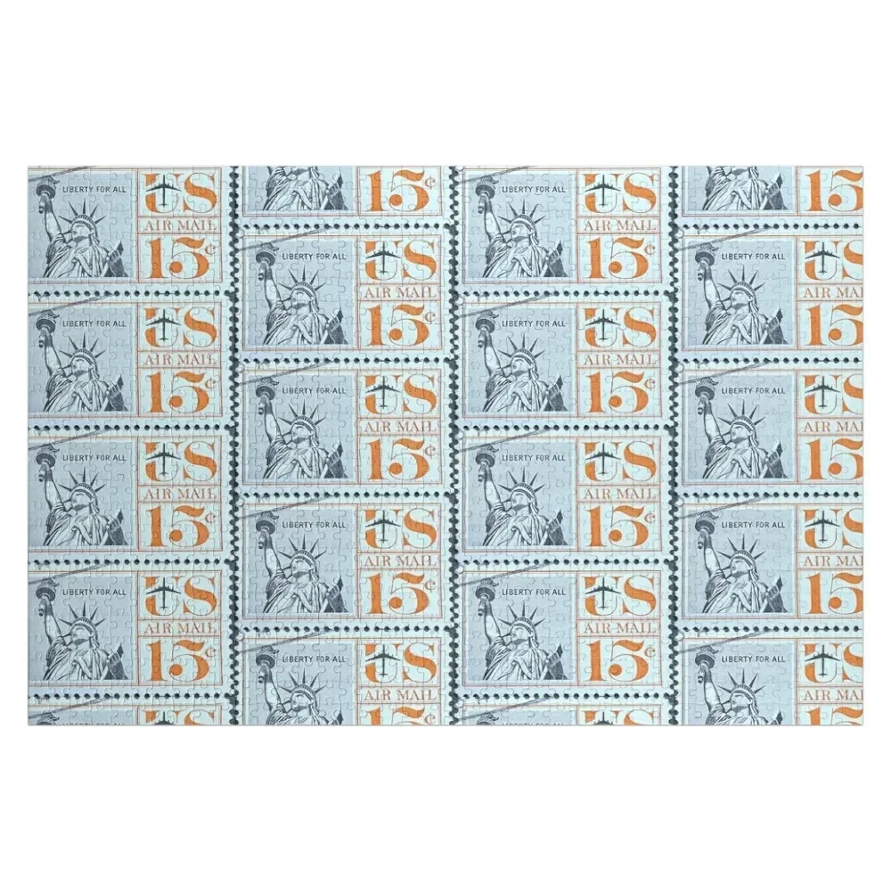 Liberty For All Vintage Postage Stamp Jigsaw Puzzle Jigsaw Custom Personalize Woods For Adults Baby Wooden Puzzle