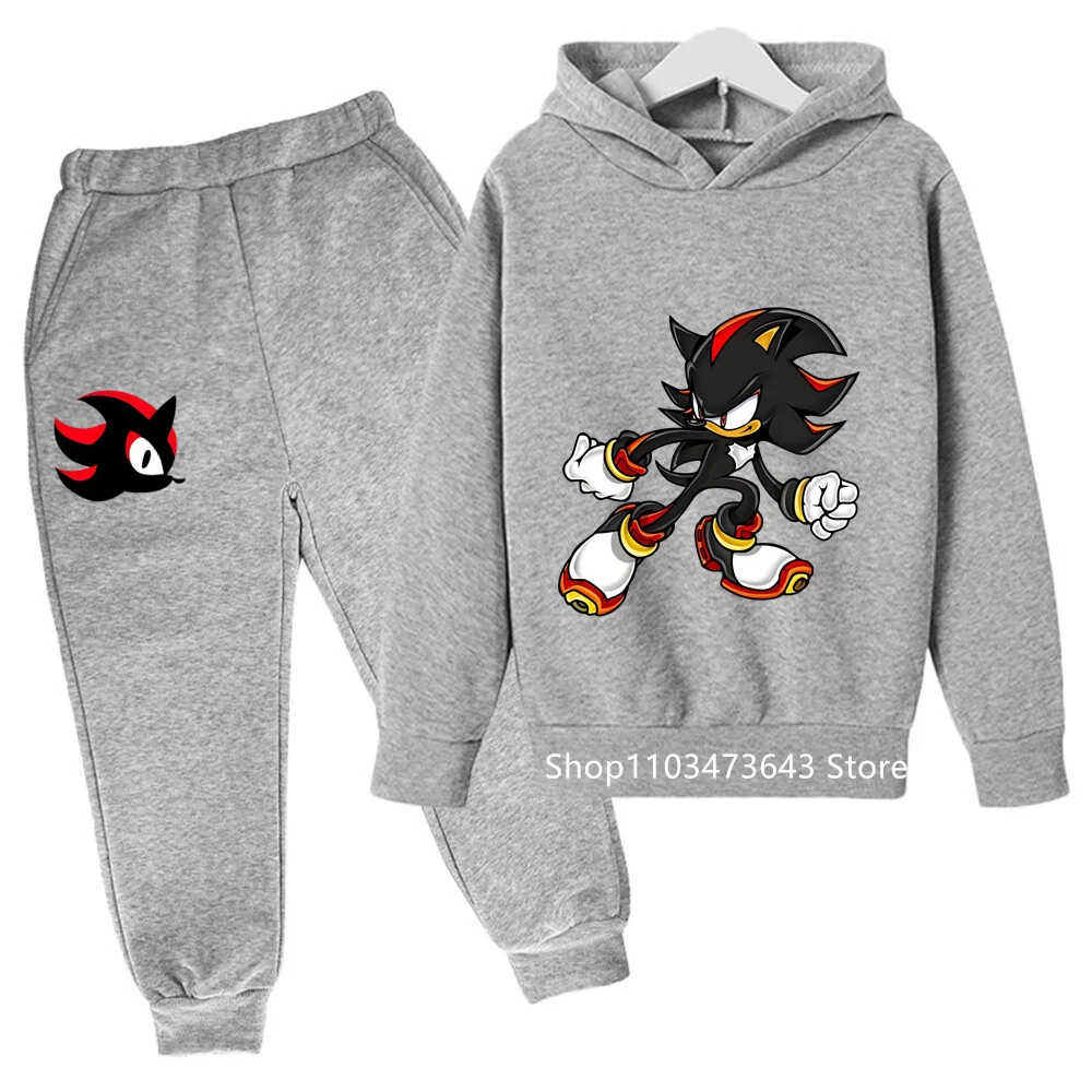 Sonics sweat à capuche pour enfants pantalon costume mode Anime sweats à capuche garçon lettre sweats décontracté impression dessin animé survêtement pulls