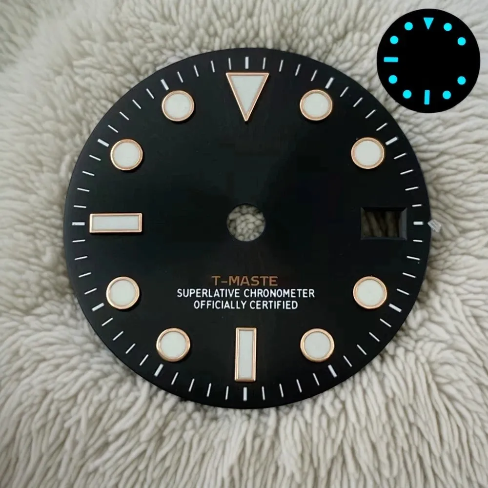 28.5 مللي متر S شعار GMT نيزك الهاتفي مناسبة ل جودة عالية NH34 جنبان حركة الجليد الأزرق مضيئة ساعة تعديل الملحقات