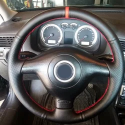 Customize Car Steering Wheel Covers Braid Leather For Volkswagen VW Golf 4 Passat B5 1996-2003 Seat Leon 1999-2004 Polo