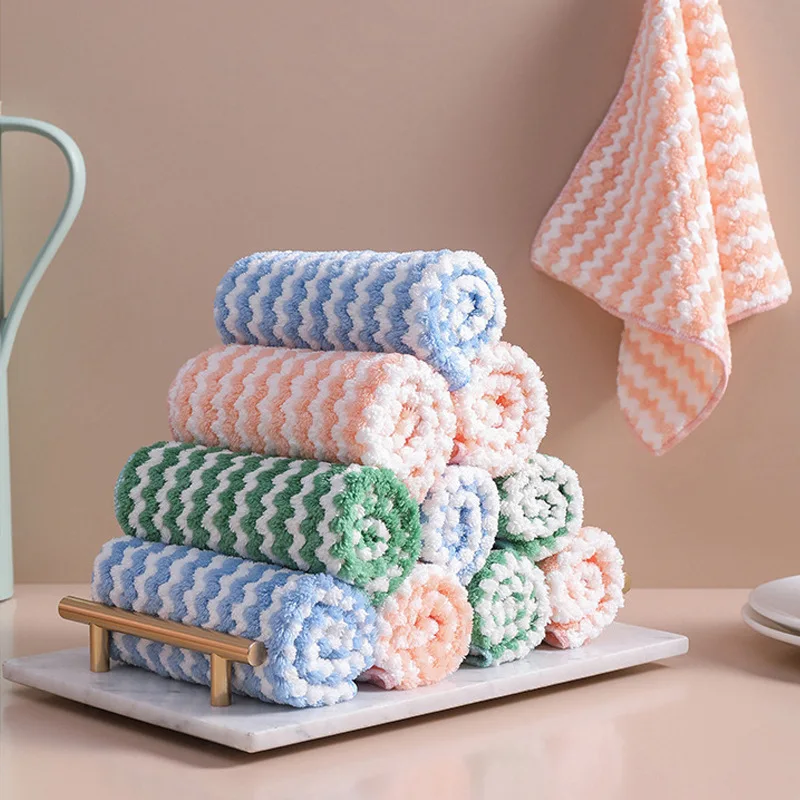 

Double-sided cationic color water ripple stripe non-stick oil rag absorbent dishcloth dishwashing cloth