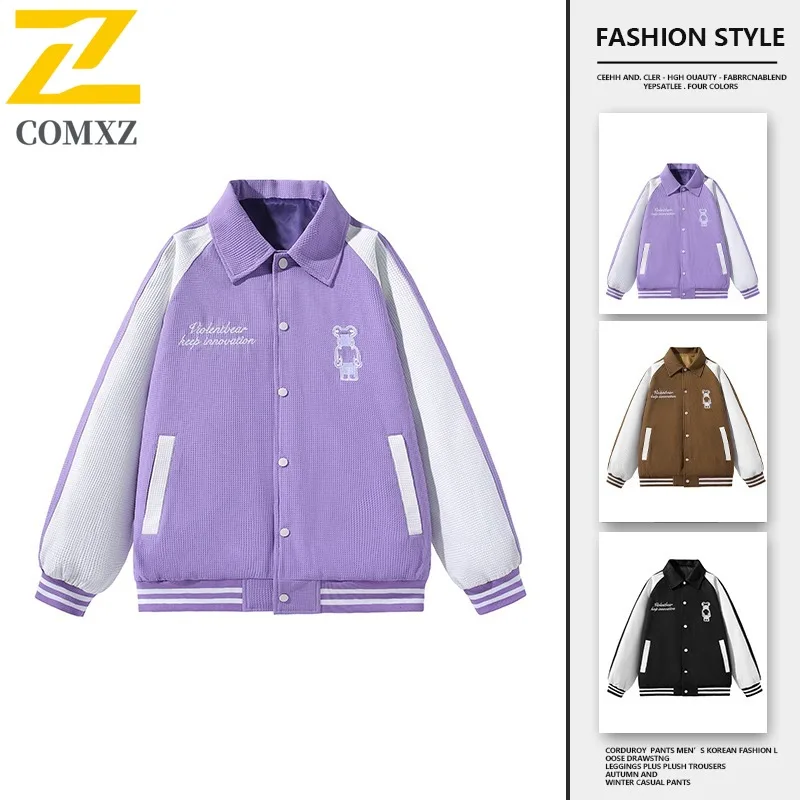 

COMXZ 2025 весенне-осенняя бейсбольная куртка в корейском гонконгском стиле, уличная одежда, пальто, свободная верхняя одежда, мужская легкая ветровка