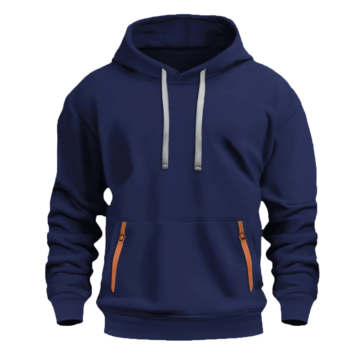 New autumn and winter men's fleece hoodie fashionable solid color sporty and casual loose fitting hoodie casual jacket