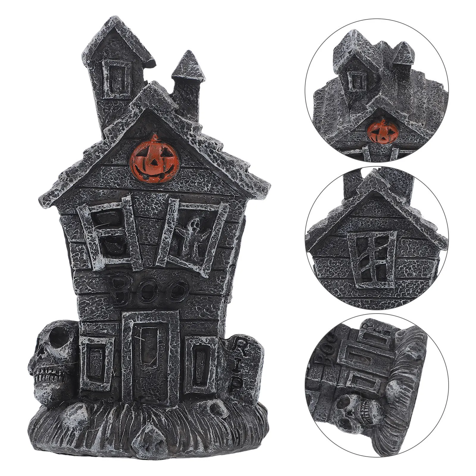 

Halloween Miniature House Decorations Pumpkin Haunted House Figurines Resin Craft Ornaments For Table Home Office Party