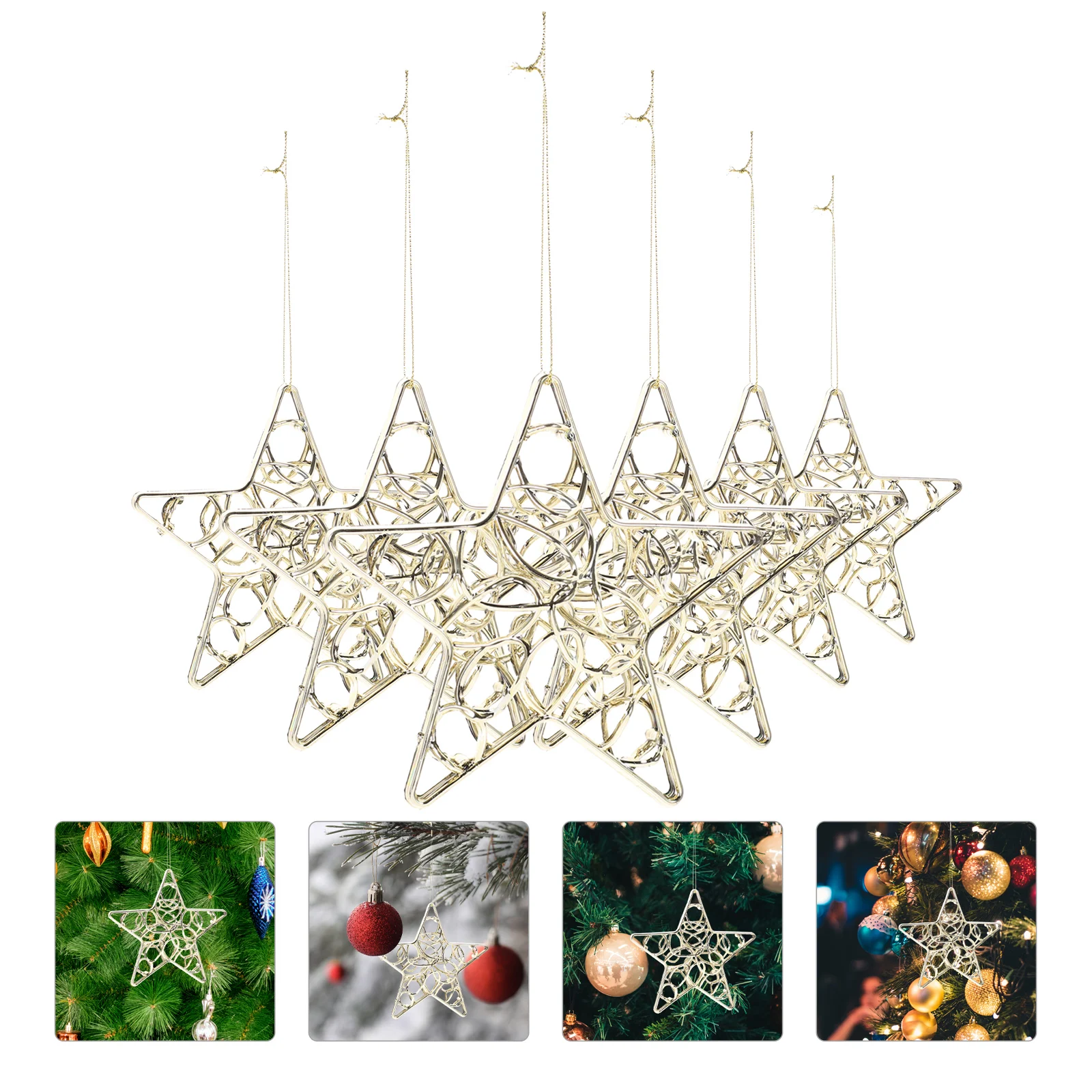 

6 Pcs Accessories Pentagram Pendant Christmas Ornament Plastic Tree Hanging Decor