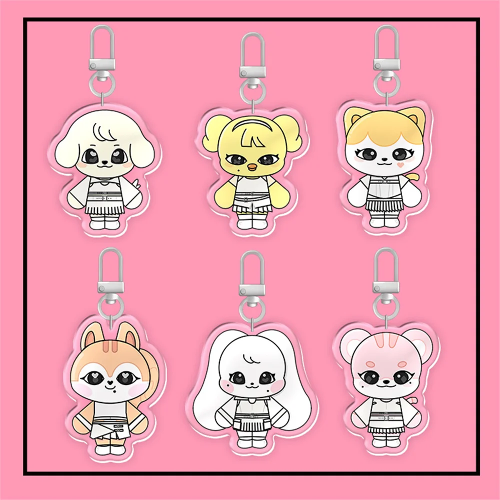 KPOP Idols Cartoon Cute Keychain WONYOUNG REI LIZ Car Keyring Pendant YUJIN GAEUL LEESEO Acrylic Bag Accessories Fans Daily Gift