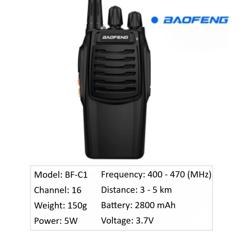 Baofeng BF-C1 جهاز اتصال لاسلكي عالي الطاقة مدني 10 كيلومتر سماعة Baofeng الاتصالات 2 طريقة راديو تخاطب لاسلكي